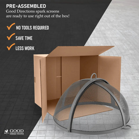 Hinged Fire Pit Spark Screen With Easy Access Lift Handle, No-Fuss Design Keeps Sparks And Embers In, Quick Open For Adding Wood
