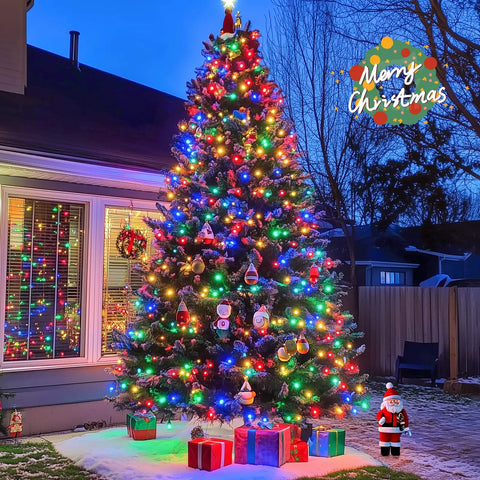 2 Pack Solar String Lights 100 LEDs Over 32.8 Feet Multicolor Waterproof Outdoor Decor For Garden Wedding Party Home Christmas Tree