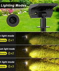 8 Pack Outdoor Solar Spot Lights With 65 LEDs IP65 Waterproof Landscape Pathway Garden Lights showing 3 lighting modes