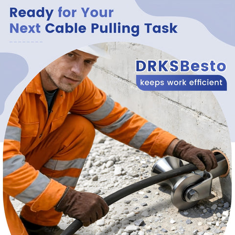 Worker using Beefy 4 Inch Stainless Steel Cable Puller Sheave For Heavy Duty Conduit Feeding on construction site