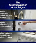 Heavy Duty Wall Bumpers Large 4 Pack Noise Reducing Furniture Pads Scratch Proof Corner Guards, showing protection against doors.