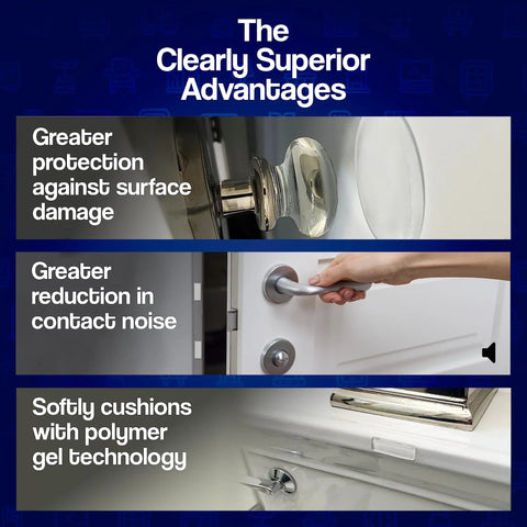 Heavy Duty Wall Bumpers Large 4 Pack Noise Reducing Furniture Pads Scratch Proof Corner Guards, showing protection against doors.