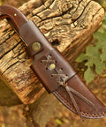 Custom Handmade Damascus Fixed Blade Knife 10 Inch With Rosewood And Olive Wood Handle Full Tang Badass Black Leather Sheath