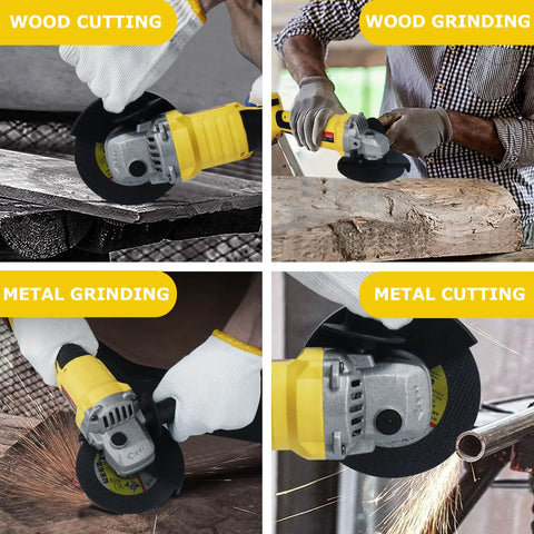 21V Cordless Angle Grinder With 0-9000 RPM No-Load Up To 10000 RPM, 4.0Ah Li-Ion Battery, Fast Charger, 2-Position Auxiliary Handle, and Three 125mm Large Grinding Discs used for wood and metal cutting and grinding