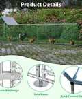 Heavy Duty Outdoor Walk In Chicken Coop Run With Waterproof Cover And Lockable Door Built To Last PVC Coated Wire Mesh For Chickens Ducks Rabbits Geese Large Metal Poultry Cage For Backyard Farm showing details of lockable design, solid bases, and quick connect design