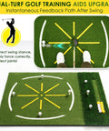 5x4ft Dual Turf Golf Hitting Mat With Built In Ball Tray, Alignment Guide, Seven Hitting Holes For Driving And Chipping