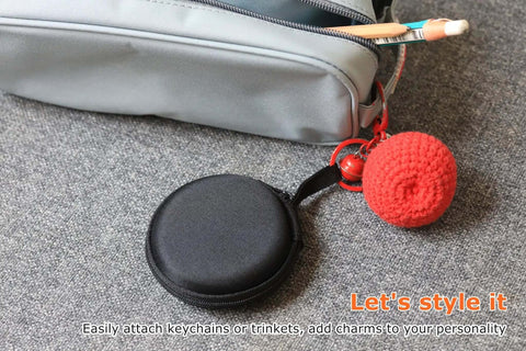Slick Durable Hardshell Earbuds Case For Apple Ear Pods And Skullcandy Wired Headphones Bumpresistant Travel Tote in black.