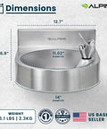 Wall Mounted Water Drinking Fountain For Indoor And Outdoor Use A Heavy Duty Commercial Hydration Station Built For Schools Parks Courts And More Stainless Steel, dimensions labeled