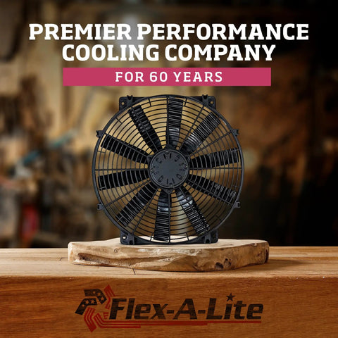 High Performance Flex-Wave LoBoy Electric Puller Fan With 16 Inch Blades generating 3000 Cfm airflow displayed on a wooden surface.