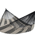 XXL Handwoven Mayan Double Hammock For Outdoor Use With Thick Cord 156 Inch Wide 90 Inch Deep And 625 Pound Capacity Heavy Duty Outdoor Hammock In Black And Natural