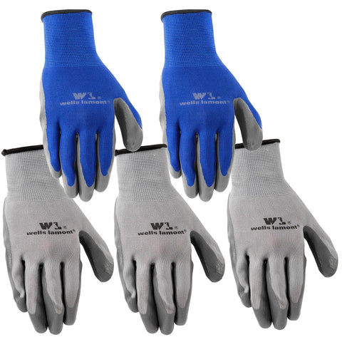 Nitrile Coated Work Gloves For Men With Abrasion And Cut Resistance, Lightweight And Breathable, Built For Tough Jobs In Construction, Automotive, And Gardening, Blue Grey, Large Size, 5 Pack