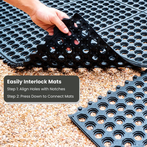 Interlocking Rubber Floor Mat For Indoor And Outdoor Use Anti Fatigue With Drainage Holes Restaurant Kitchen Bar Safety Mat