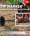 Garden Push Seeder Planter With Six Seed Plates For Up To Twenty Seed Varieties Zinc Plow Blade Row Marker Powder Coated Steel Frame