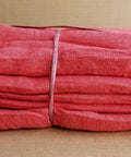100 New Shop Rags And Industrial Cleaning Towels 14x14 Red For Auto Shops And Body Shops, stacked cotton towels