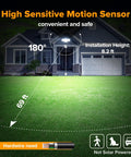 Hella Bright 80 Watt 9000 Lumens 4 Head Outdoor Security Flood Light With Hardwired Motion Sensor And Swivel Adjustable Heads for patio and lawn.