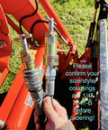 One Quarter Inch Hydraulic Quick Coupling Pressure Decompression Tool ISO 7241-B Relief, male and female adapters on tractor