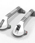 Suction Shower Grab Bar Set With Indicators No Drill Install 17 Inch Long Bathroom Balance Support Non Slip Grip For Tub And Toilet White And Gray Pack Of 2
