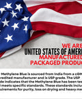 2 Percent Methylene Blue Solution in Glass Dropper Bottle for Lab And Medical Use, Ultra Concentration With Fewer Drops For Fast Colorizing Reactions, Sterile Glass Bottle USA Made 100ml with US flag