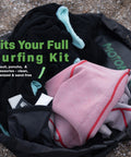 Wetsuit Changing Mat And 2 In 1 Gear Bag With 5000X Waterproof Tech Keeps You And Your Car Clean And Dry Fits 2 To 3 Wetsuits Or 1 Wetsuit Plus Gear Must Have Surf Scuba And Diving Accessory Gift with gear inside