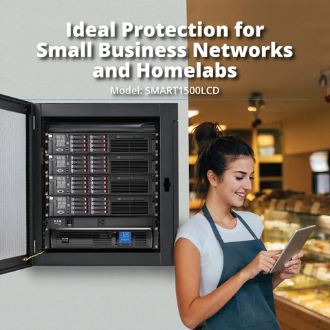 Eight Outlet 1500VA Rackmount UPS With 900W Output, LCD Screen, PWM Sine Wave, AVR, Short Depth 2U Design, Backup Power For Home Office Servers And Peripherals