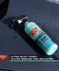 Radiant Ceramic Coating For Cars And Trucks Easy To Apply Long Lasting Protection Hydrophobic Ultra Slick Finish bottle on car hood