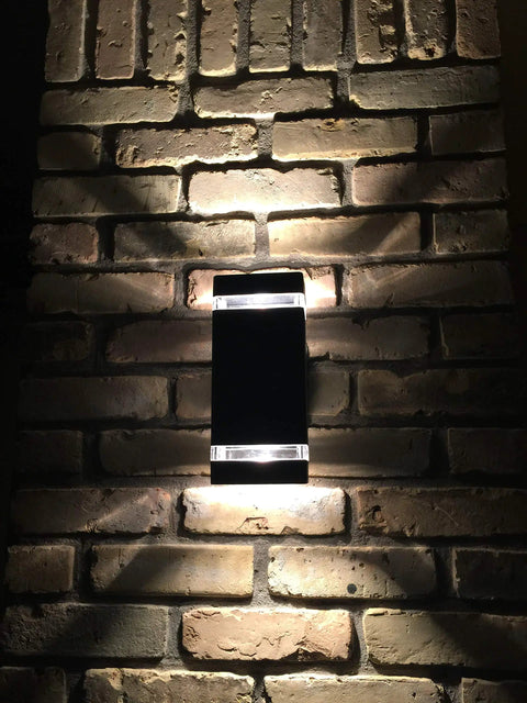 Two Pack LED Square Up And Down Outdoor Wall Lights Aluminum Weatherproof Sconces 3000K Warm White 5W Each ETL Certified