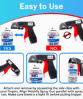 Moshify Spraymax 2K clear coat aerosol can with bundled spray gun trigger, front view