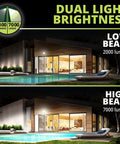 Hyper Bright LED Motion Activated Security Flood Light In Bronze With Dual 2000 Or 7000 Lumens illuminating house exterior