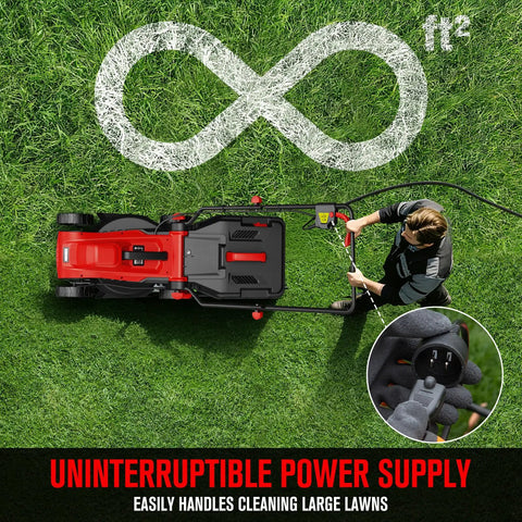 Corded Electric Lawn Mower With 14 Inch Cut And 11 Amp Motor, 30 L Grass Catcher, Upgraded Copper Torque For Dense Lawns, Quiet And Low Maintenance, No Gas, Quick Start, Ideal For Small To Medium Yards, top view on grass