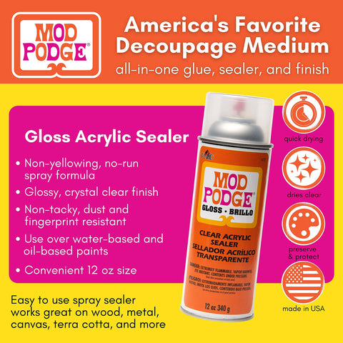 Spray On Crystal Clear Acrylic Sealer For Crafts 12 Oz Gloss Finish That Dries Quick Non Yellowing No Run Protective Coating