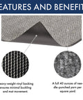 Chevron Entrance Mat For Home Or Office 3x6 Gray Heavy-Duty Scrape Mat with needle-punched yarn and vinyl backing details