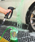 Person using Downstream Injector For Pressure Washer With 3/8 Inch Quick Connect And 10 Ft Siphon Hose Fixed Chemical Injector Kit