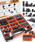 Kickstart Your Auto Repair Game With This Massive 170Pc Push To Connect Air Fittings Kit Featuring Five Essential OD Sizes And Twelve Connector Types Plus Teflon Tape And Cutter For Quick Brake Fixes And Factory Jobs. 170-piece PBT plastic and steel air fitting kit with cutter