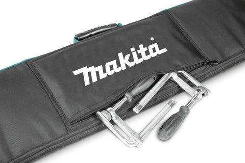 Heavy Duty Padded Guide Rail Bag for Track Saw Rails up to 59 Inches, open with tools inside, durable water repellent 1680D polyester
