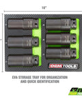 Beefy Built Tough Harmonic Balancer Puller Socket Set with Crankshaft Bolt Removal Tools, 17mm to 27mm deep sockets in foam tray