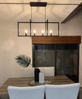 4 Light Modern Farmhouse Kitchen Island Chandelier Matte Black Industrial Pendant Lighting over dining table