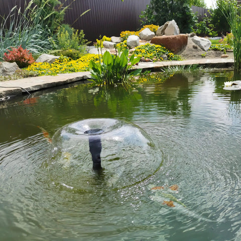 5.5W Solar Fountain Kit For Bird Bath And Small Pond With 3000mAh Battery Backup creating water feature in sunny garden pond