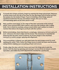 Installation instructions for Straight Up Premium Ball Bearing Door Hinges Oil Rubbed Bronze Finish 4 Inch 5/8 Radius.
