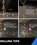 Drilling tips for using Five Sixteenth Inch Cobalt Drill Bit Set Ten Piece M35 HSS For Hard Metal Stainless Steel And Cast Iron