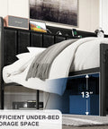 Chic Twin Platform Bed Frame With Upholstered Storage Headboard And Built In Charging Hub Heavy Duty Metal Slats No Box Spring Needed Straight Up Noise Free No Sweat Setup Pure Black with under-bed storage