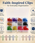Cross Paper Clips Set Featuring 120 Multicolor Metal Bookmark Clips In Clear Storage Box For Christian Journaling Bible Study Notes Office School And Everyday Use.