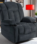 Blue Cozy Swivel Rocker Recliner Chair For Adults With Massage Heat And Vibration 360 Degree Glider Lounge Sofa in living room