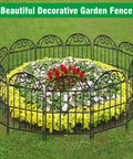 10 Panel Collapsible Garden Fence For Dogs And Rabbits Black Rustproof Metal Wire Arched Border around flower bed