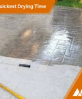 Pro Level Concrete And Paver Sealer Five Gallon Semi Gloss Wet Look Finish applied to patio surface with quick drying time.
