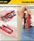 Person holding and pocketing 6 In 1 Folding Hex Nut Driver Set With SAE Sizes 3/16, 1/4, 5/16, 11/32, 3/8, 7/16 Inch Cr-V Steel Shank.