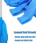 Blue Microfiber Mop Head Refill Fits Acme Three Quarter Thread Screw On, Three Pack Replacement Mop Heads, blue microfiber strands