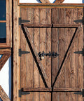 Wooden barn doors with 6 Pack 3 Inch T Strap Hinges Heavy Duty Black Outdoor Tee Hinges For Wooden Fences Barn Doors Gates Shed Doors Hardware