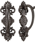 Heavy Duty 2 Pack 5.46 Inch Dark Brown Cast Iron Barn Door Handles Rustic Vintage Gate Fence Outdoor Garage Closet Cabinet Drawer Pulls Sturdy Rust Resistant Long Lasting With Retro Charm