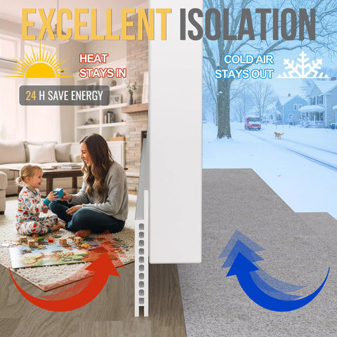 Door draft stopper, white, 3 in W x 39 in L, for huge gaps under doors, adjustable under-door seal, 1 pack