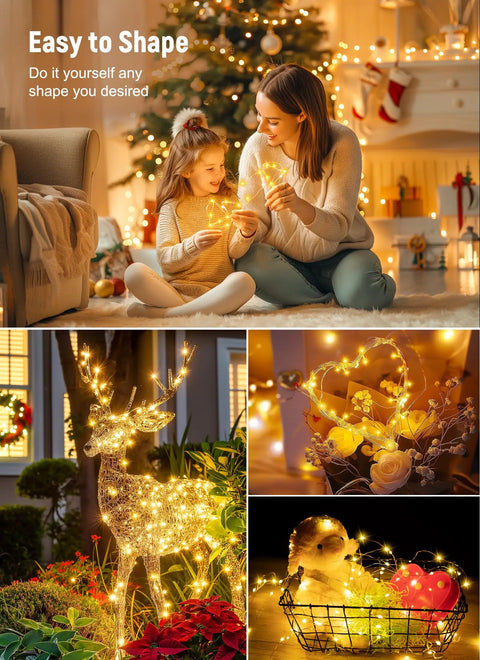 Twinkle Fairy Lights 33 Ft USB Plug In String Lights With Remote And Timer 100 LED Waterproof Wire in cozy holiday decor scene